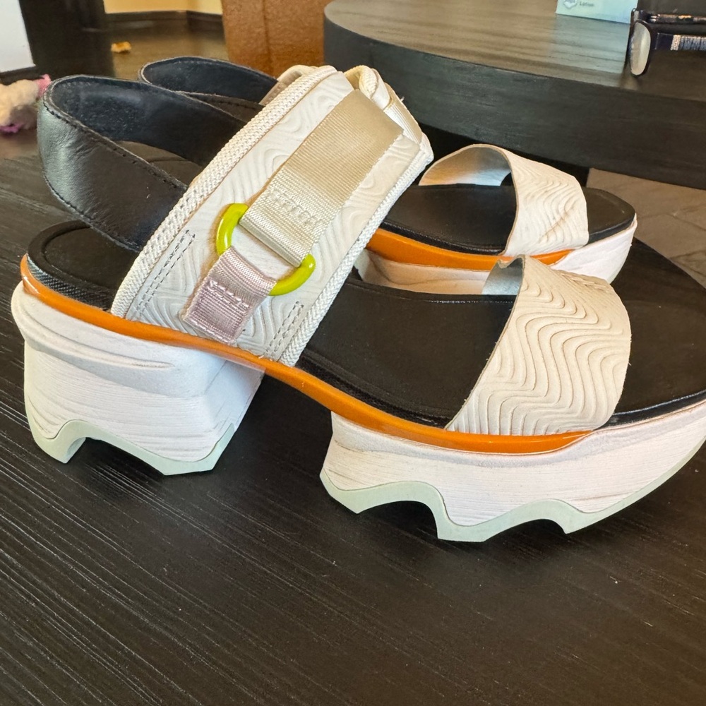 Sorel White, Orange & Black Chunky Platform Sandal - Picture 6 of 6